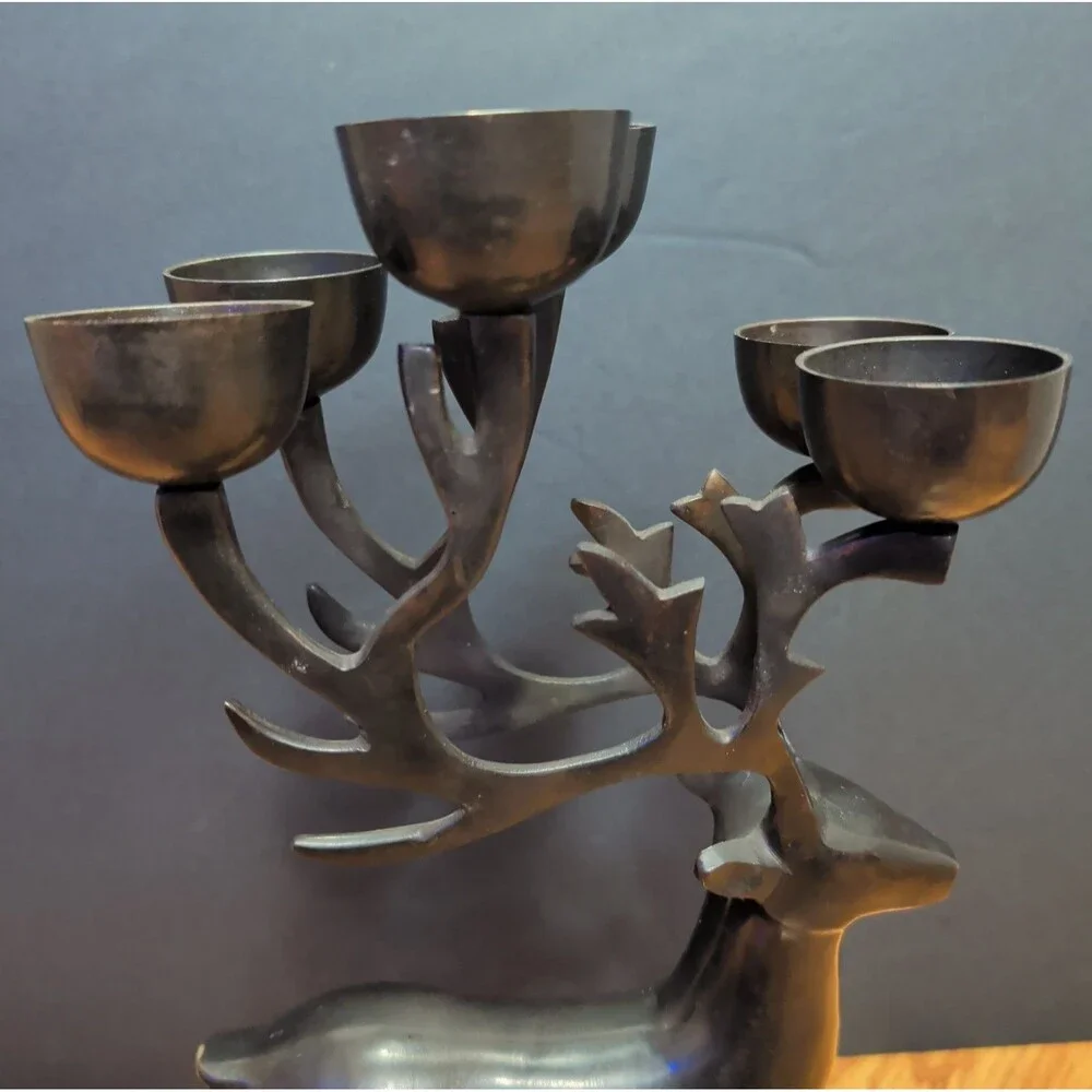 Metal Deer Reindeer Candle Holder Candelabra 6 Candle Holder